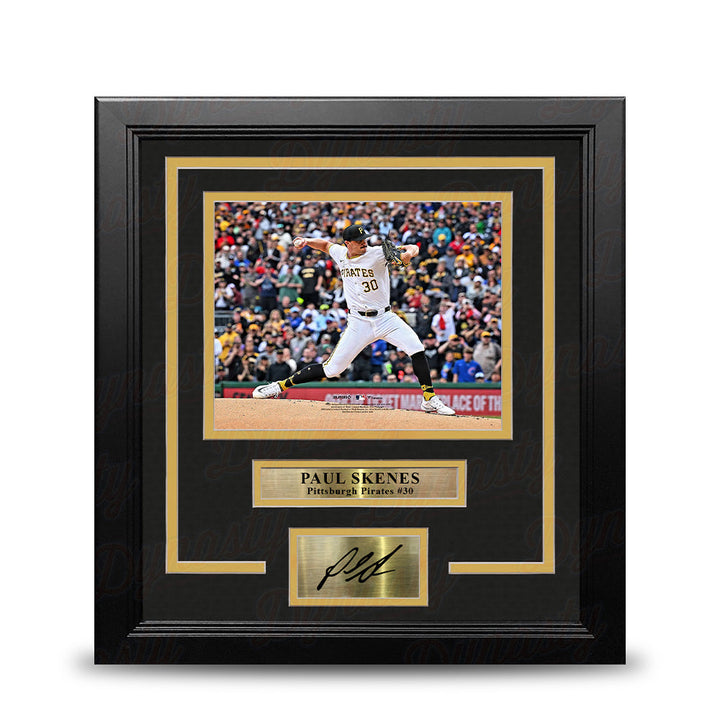 Paul Skenes in Action Pittsburgh Pirates 8" x 10" Framed Baseball Photo with Engraved Autograph
