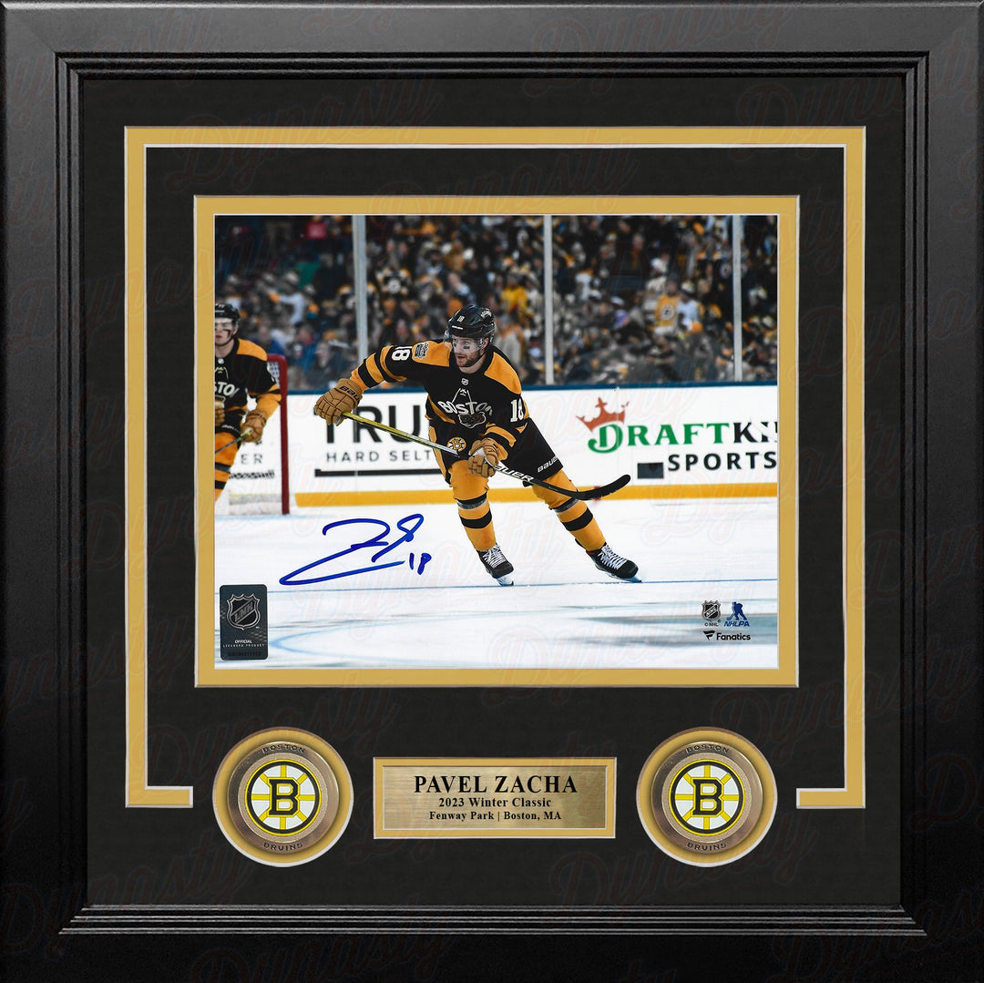 Pavel Zacha 2023 Winter Classic Action Boston Bruins Autographed 8" x 10" Framed Hockey Photo