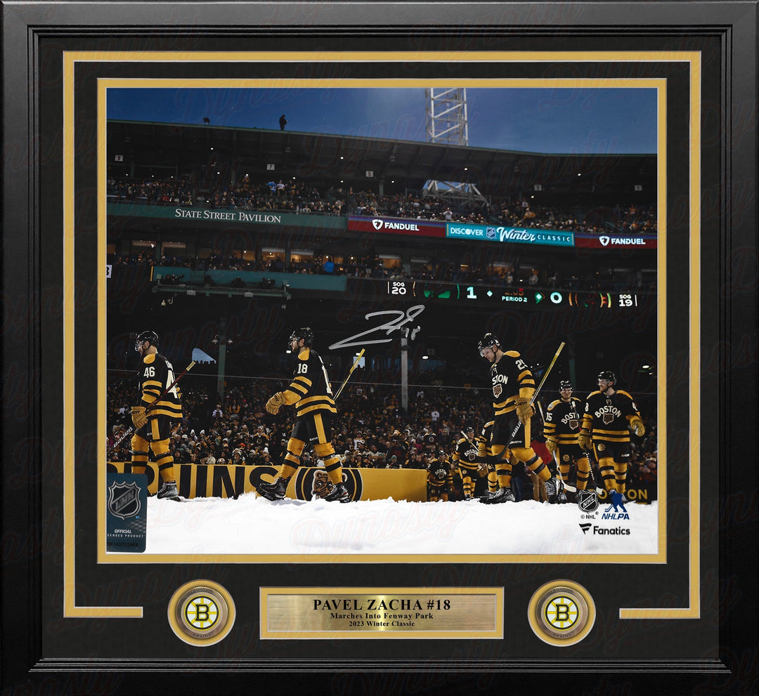 Pavel Zacha 2023 Winter Classic Entrance Boston Bruins Autographed 16" x 20" Framed Hockey Photo