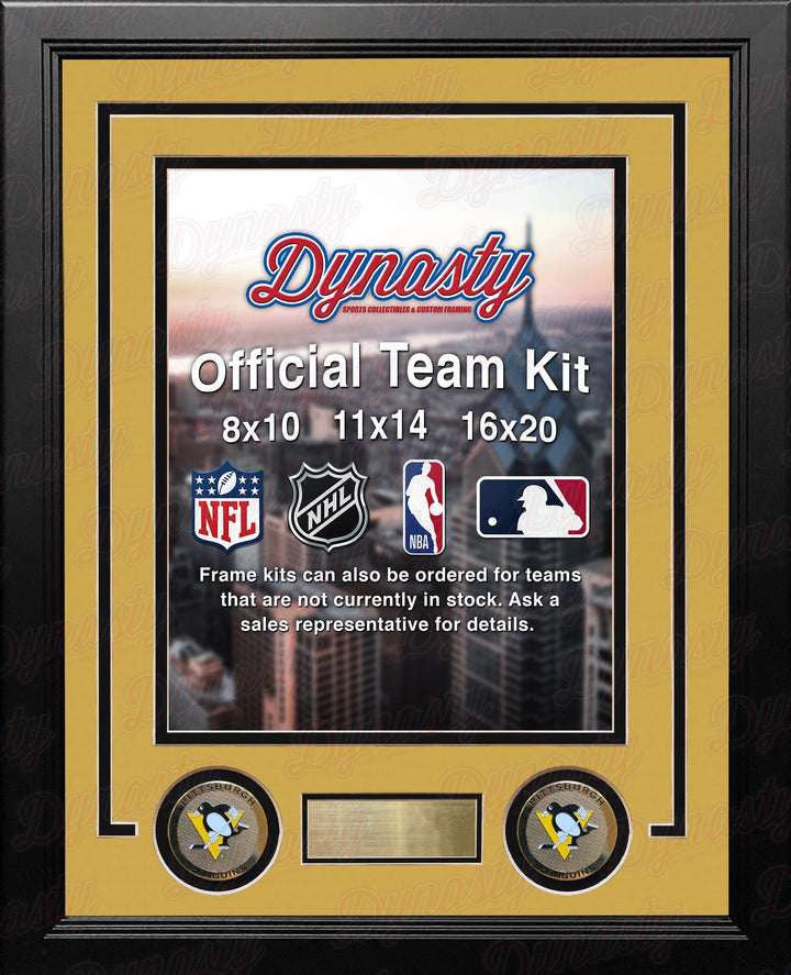 NHL Hockey Photo Picture Frame Kit - Pittsburgh Penguins (Yellow Matting, Black Trim)