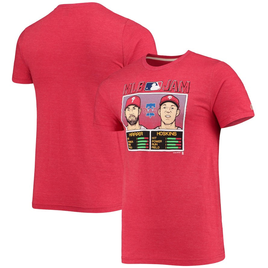 Bryce Harper & Rhys Hoskins Philadelphia Phillies Homage MLB Jam T-Shirt – Heathered Red