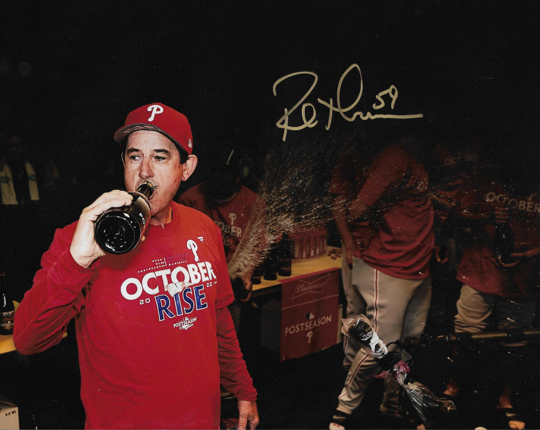 Rob Thomson 2022 NL Champions Locker Room Celebration Philadelphia Phillies Autographed 8x10 Photo