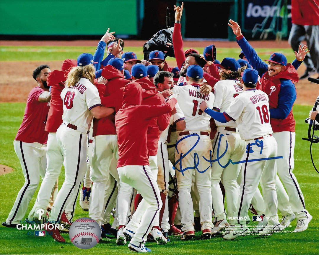 Rob Thomson 2022 NL Champions Mound Celebration Philadelphia Phillies Autographed 8" x 10" Photo