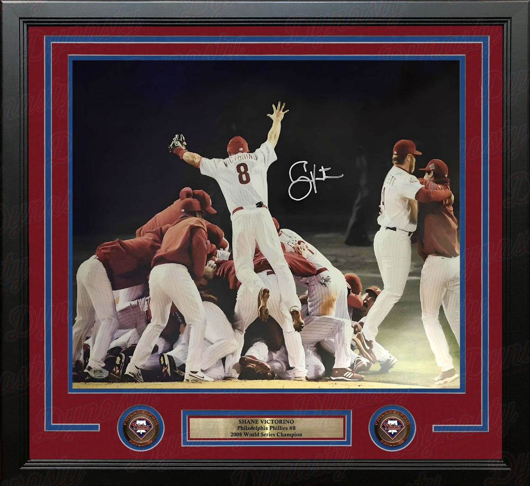 Shane Victorino 2008 World Series Philadelphia Phillies Autographed 16x20 Framed Baseball Photo