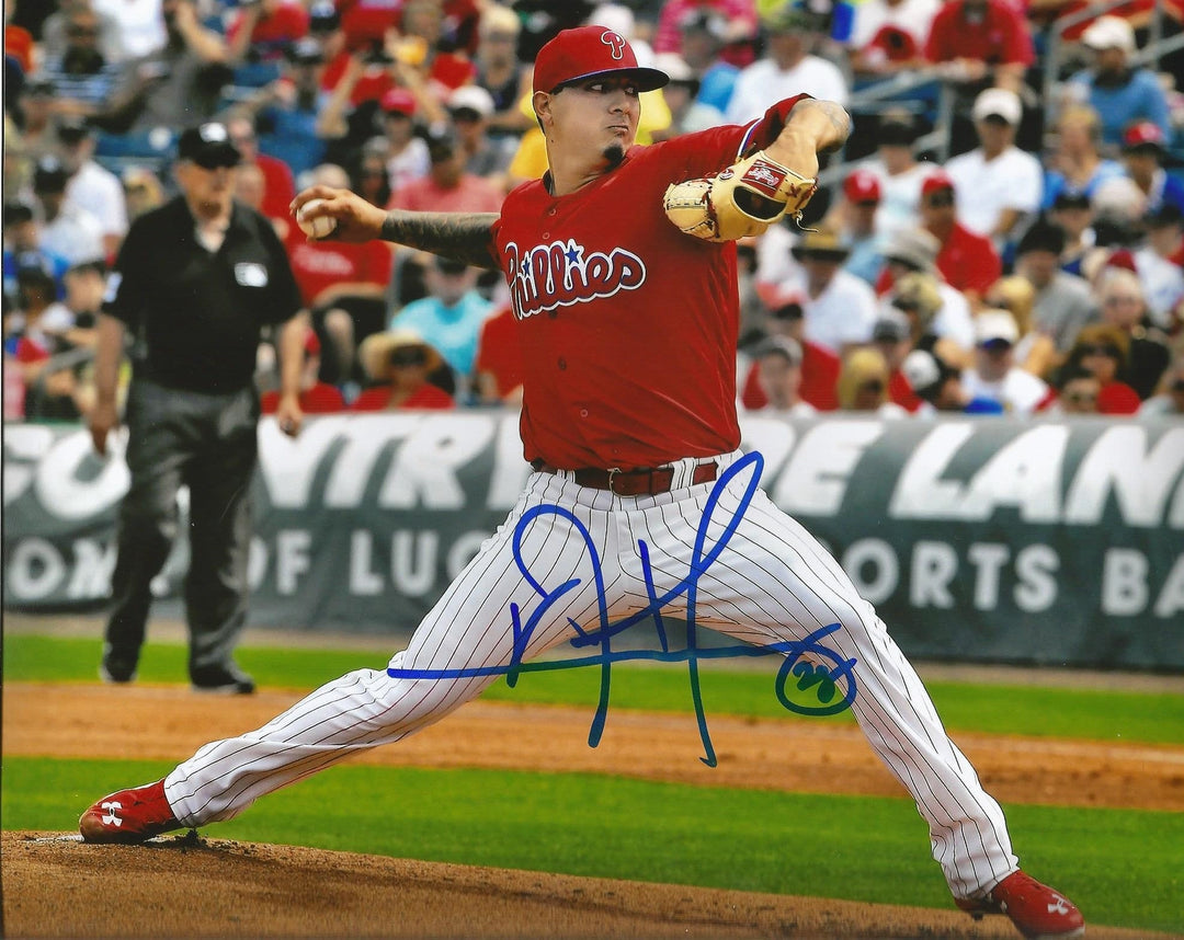 Vincent Velasquez Pitching Autographed Philadelphia Phillies 16" x 20" Baseball Photo