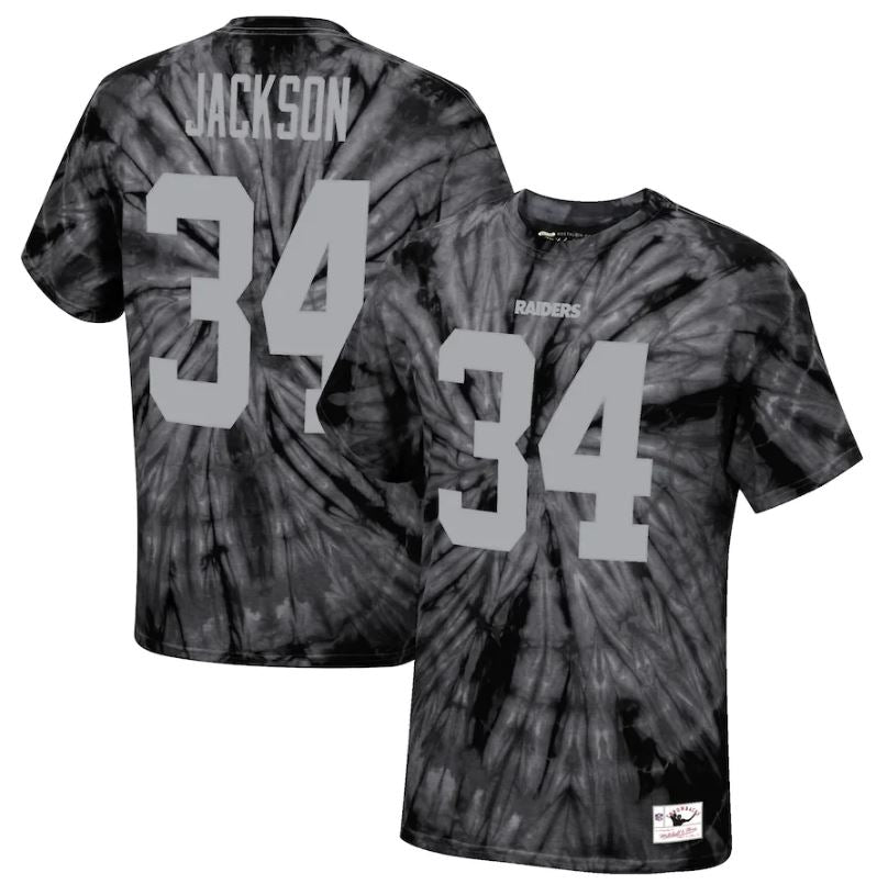 Bo Jackson Las Vegas Raiders Mitchell & Ness Tie-Dye Retired Player Name & Number T-Shirt