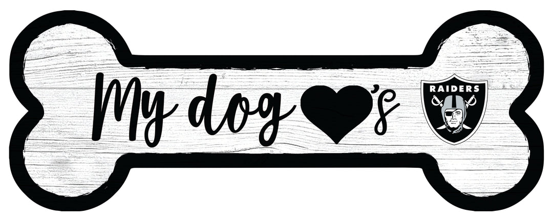 Las Vegas Raiders Football Dog Bone White Wooden Sign