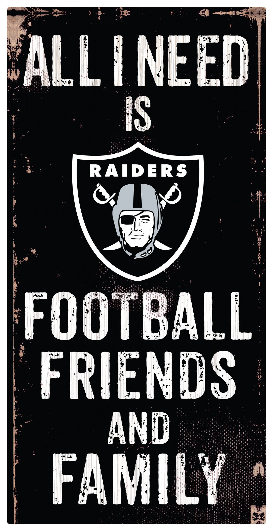 Las Vegas Raiders Football, Friends, & Family Wood Sign