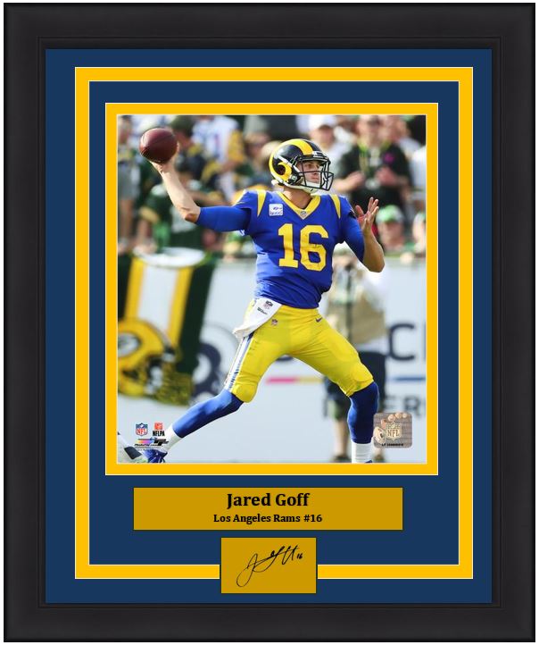 Jared Goff in Action Los Angeles Rams 8" x 10" Framed Football Photo with Engraved Autograph