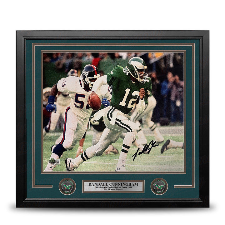 Randall Cunningham Running v. the Giants Philadelphia Eagles Autographed 16x20 Framed Football Photo