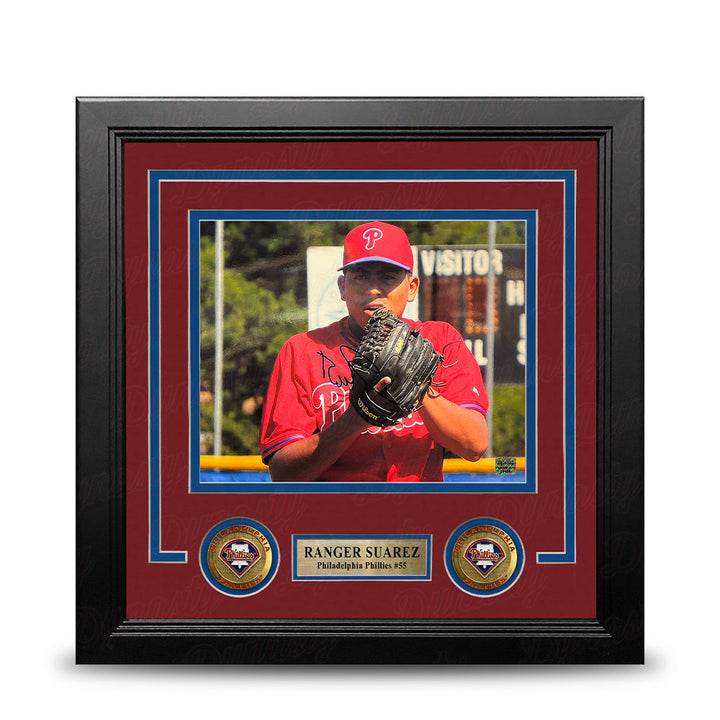 Ranger Suarez Ready to Throw Autographed Philadelphia Phillies 8" x 10" Framed Baseball Photo