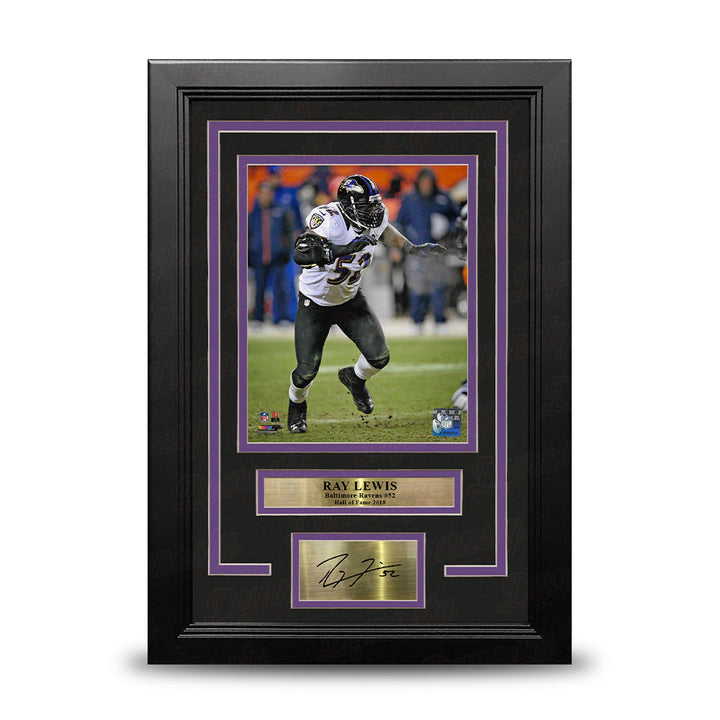 Ray Lewis in Action Baltimore Ravens 8" x 10" Framed Football Photo with Engraved Autograph