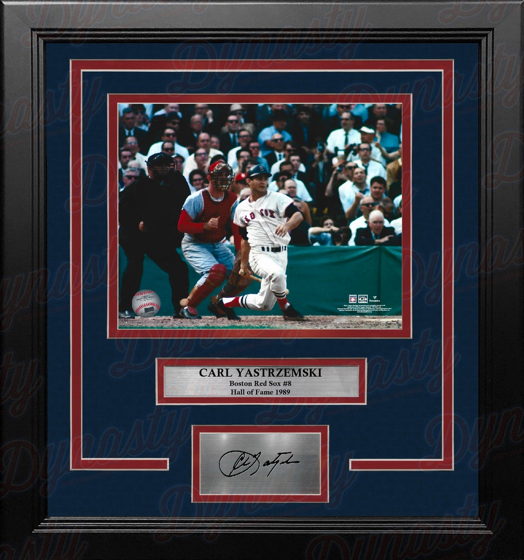 Carl Yastrzemski in Action Boston Red Sox 8" x 10" Baseball Photo with Engraved Autographs