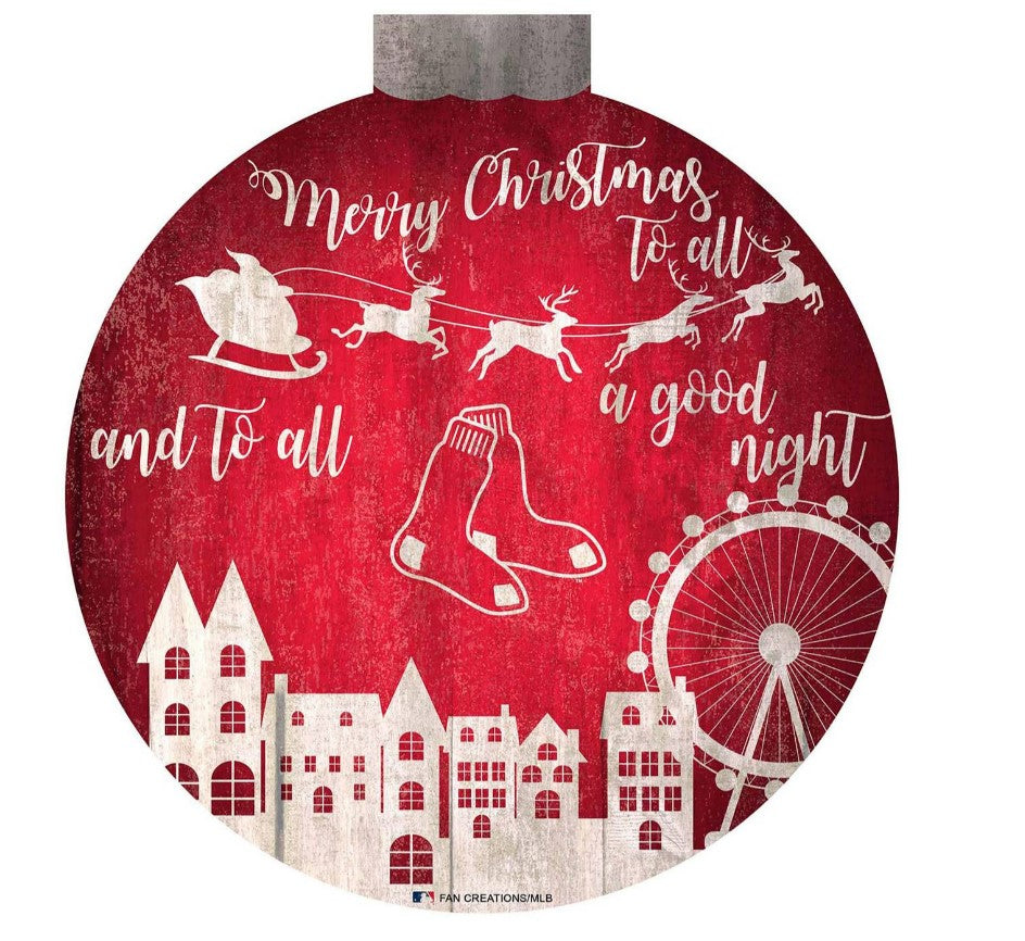 Boston Red Sox 12" Christmas Village Wall Art Wood Sign