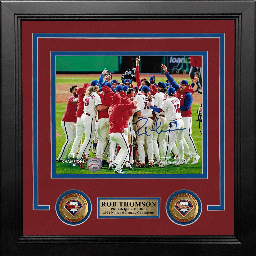 Rob Thomson 2022 NL Champions Mound Celebration Philadelphia Phillies Autographed 8x10 Framed Photo