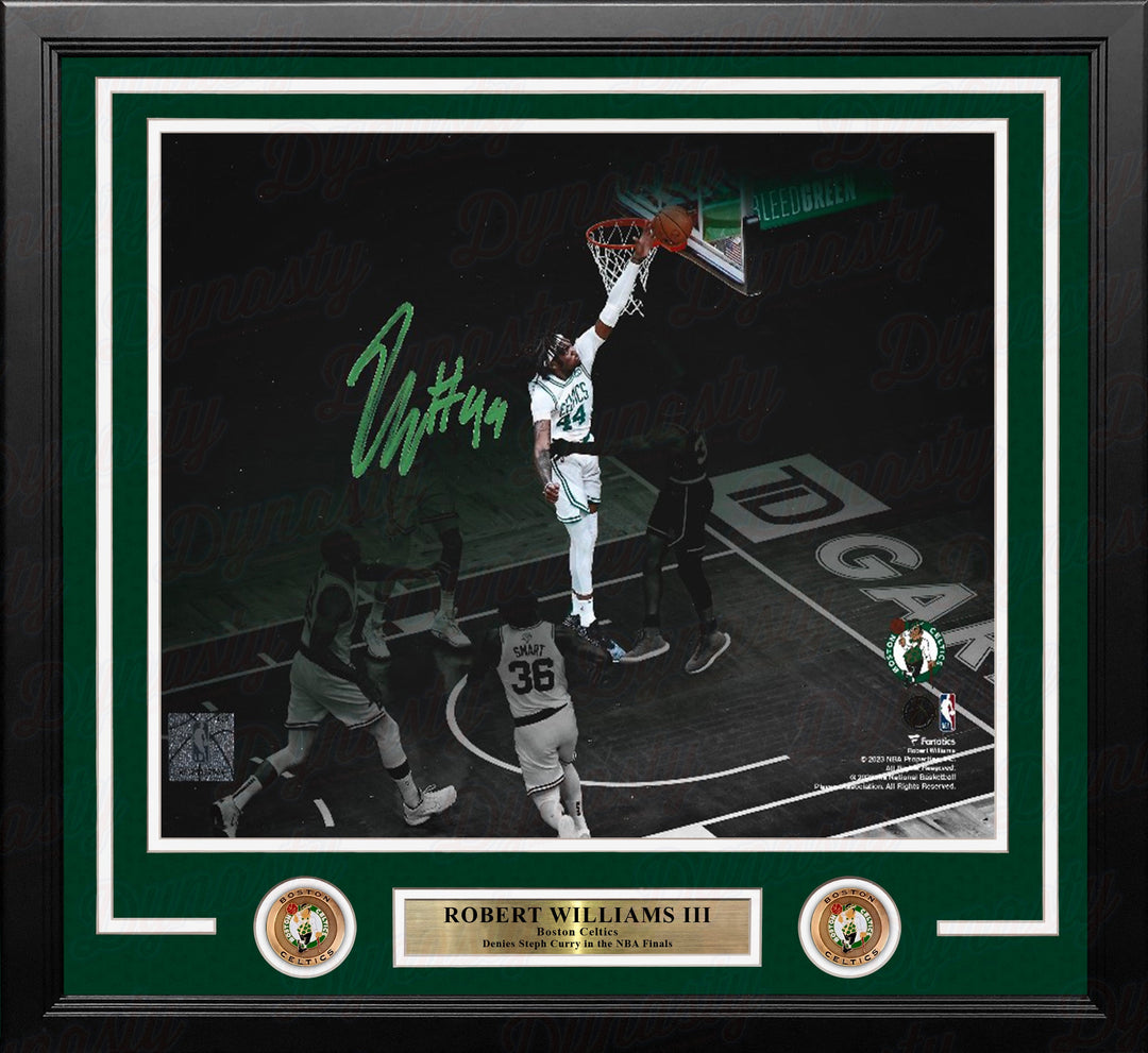 Robert Williams III Blocks Steph Curry Boston Celtics Autographed Framed Basketball Photo