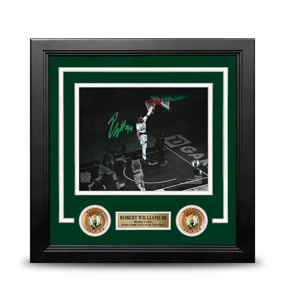 Robert Williams III Blocks Steph Curry Boston Celtics Autographed Framed Basketball Photo
