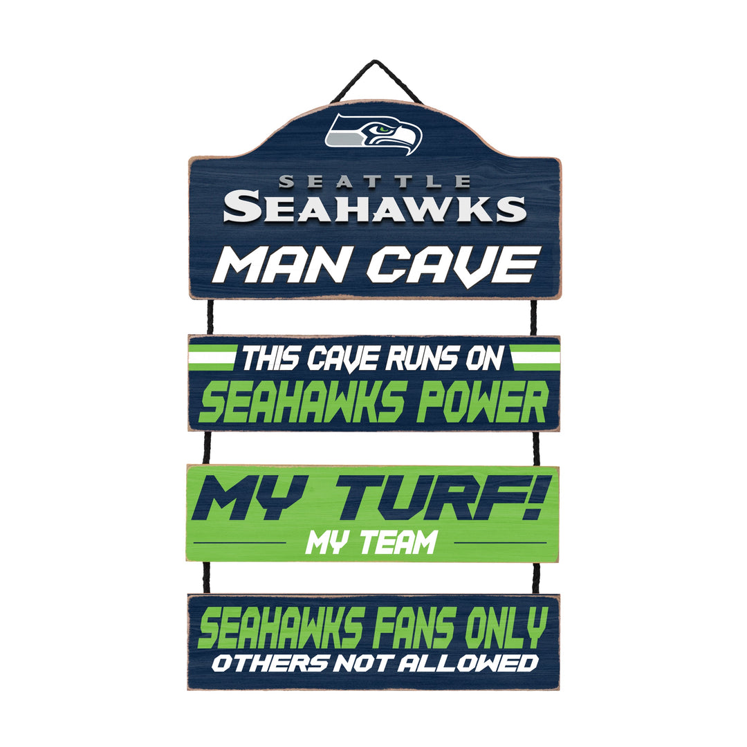 Seattle Seahawks Wooden Man Cave Dangle Sign