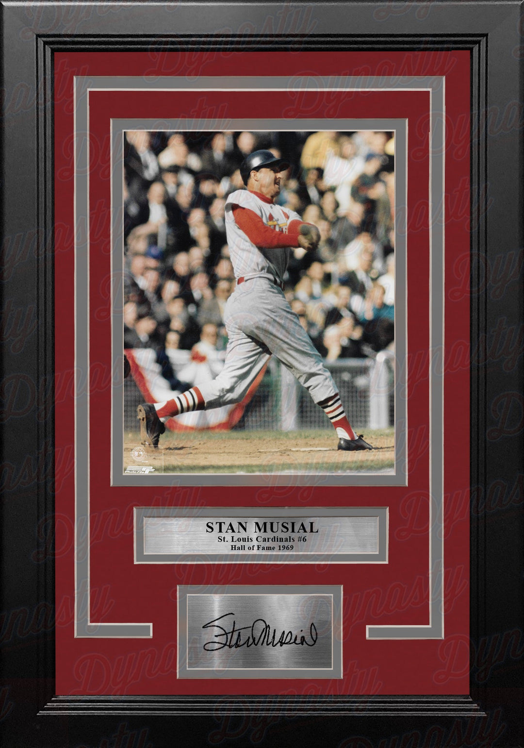 Stan Musial in Action St. Louis Cardinals 8" x 10" Framed Baseball Photo with Engraved Autograph