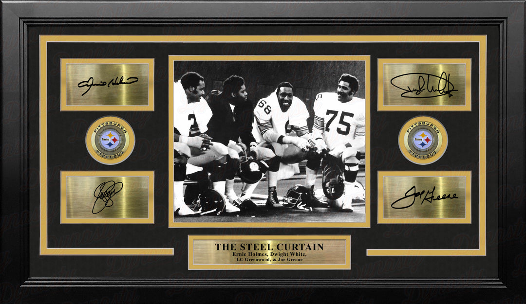 The Steel Curtain on the Bench Pittsburgh Steelers 8" x 10" Framed Football Photo with Engraved Signatures