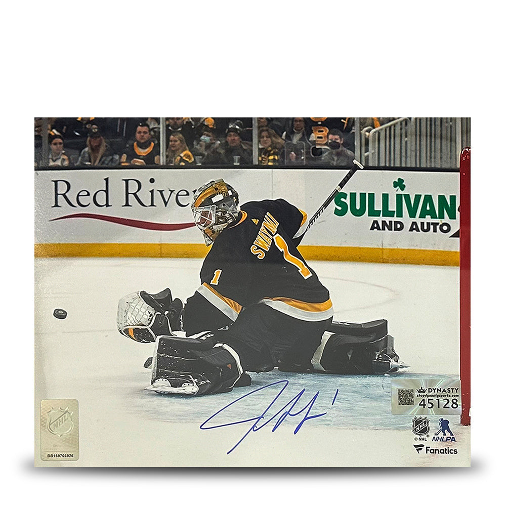 Jeremy Swayman Glove Save Boston Bruins Autographed 16" x 20" Hockey Photo