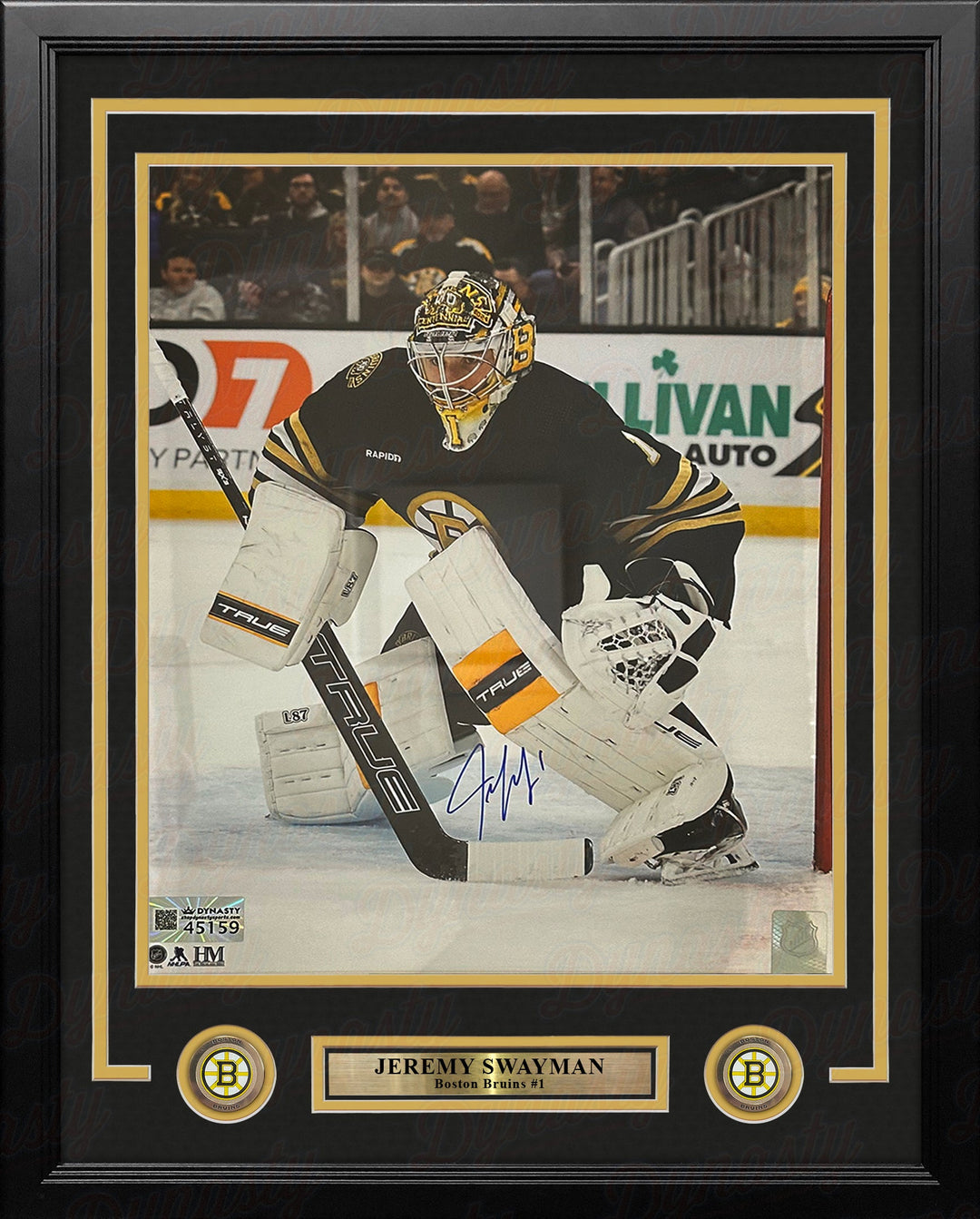 Jeremy Swayman in Goal Boston Bruins Autographed 11" x 14" Framed Hockey Photo