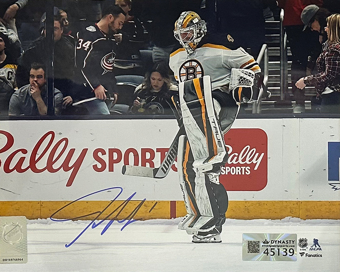 Jeremy Swayman Warming Up Boston Bruins Autographed 8" x 10" Hockey Photo
