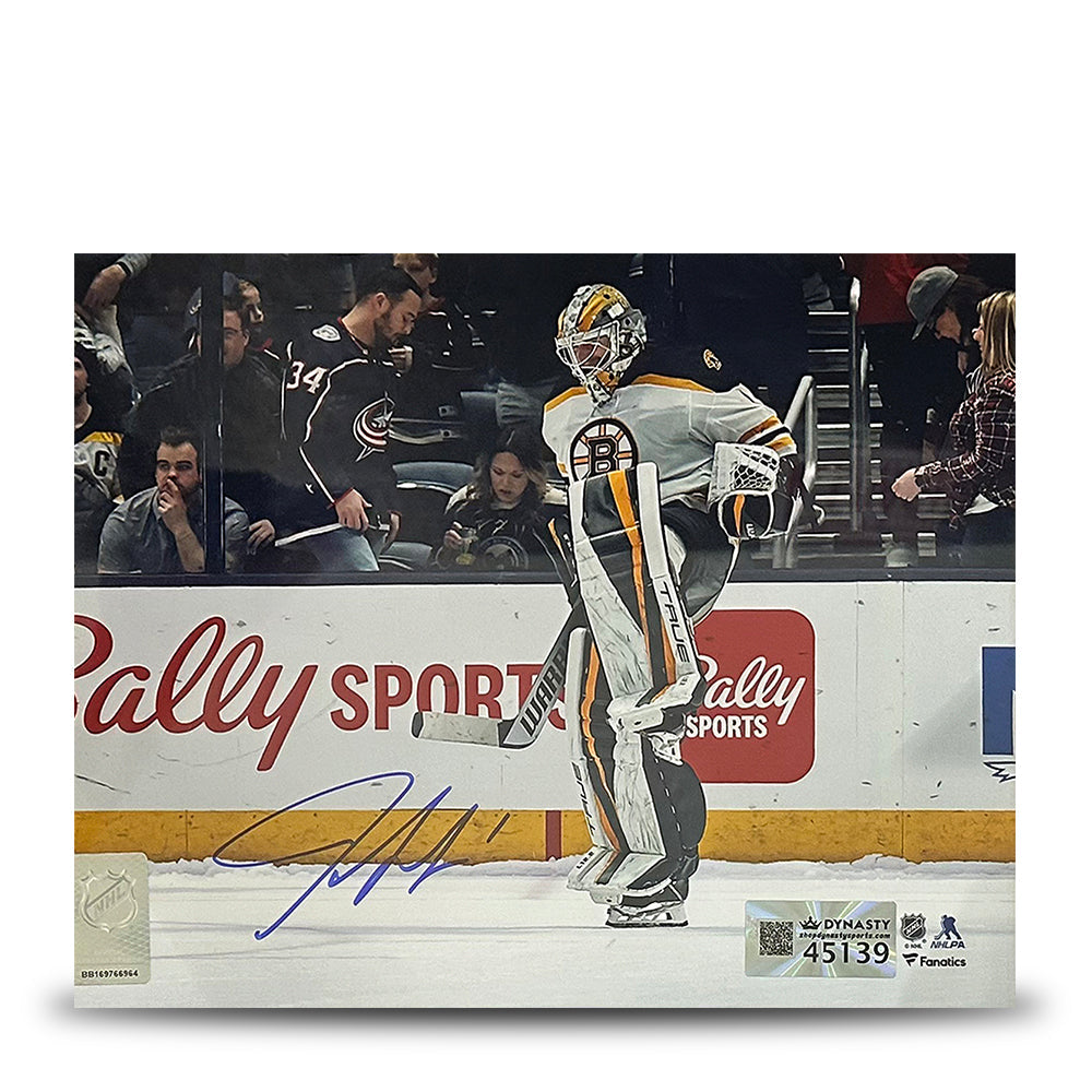 Jeremy Swayman Warming Up Boston Bruins Autographed 8" x 10" Hockey Photo
