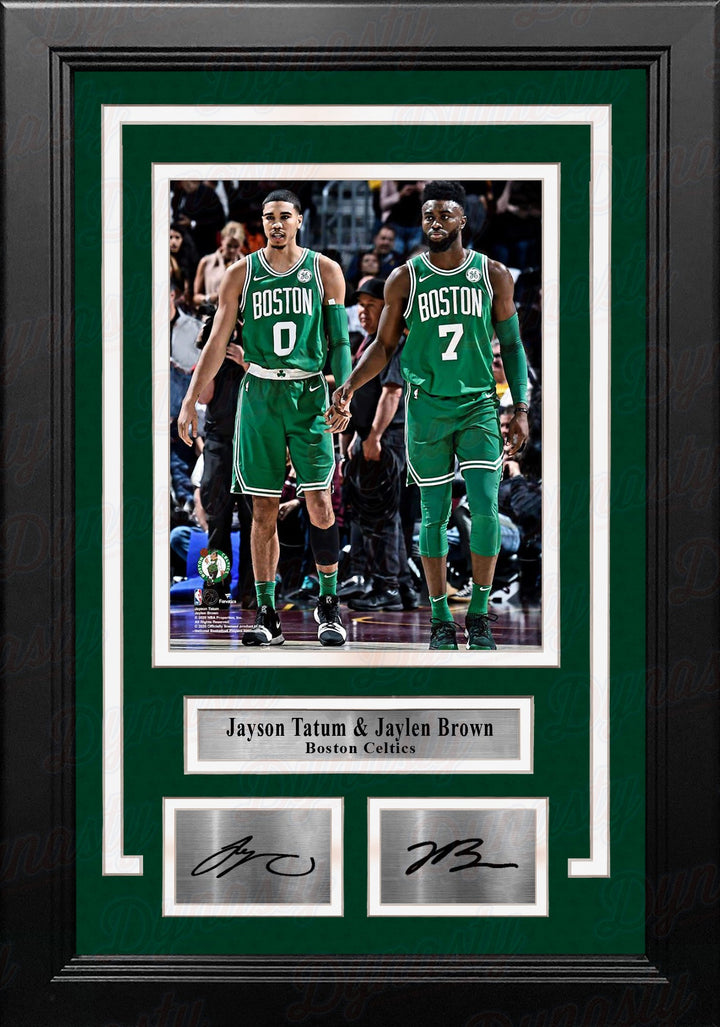 Jayson Tatum and Jaylen Brown Boston Celtics 8x10 Framed Basketball Photo with Engraved Autographs