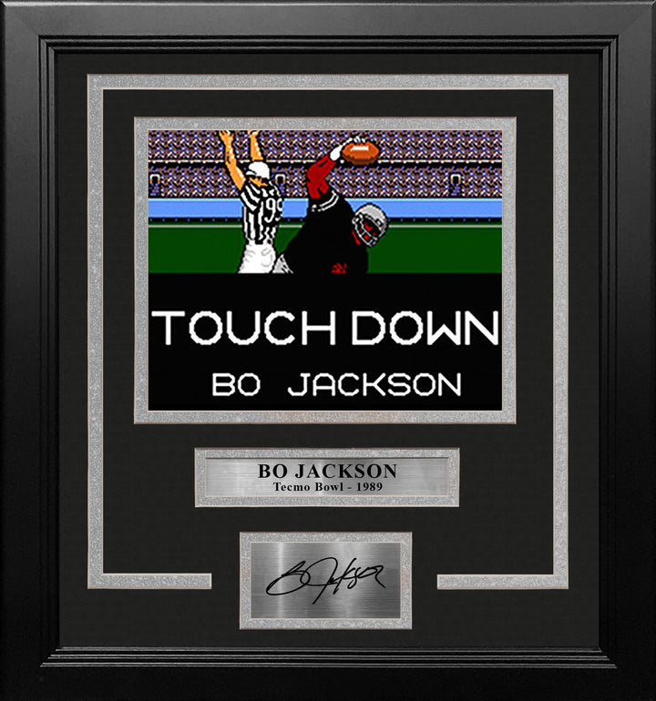 Bo Jackson Tecmo Bowl Touchdown 8" x 10" Framed Video Game Football Photo with Engraved Autograph