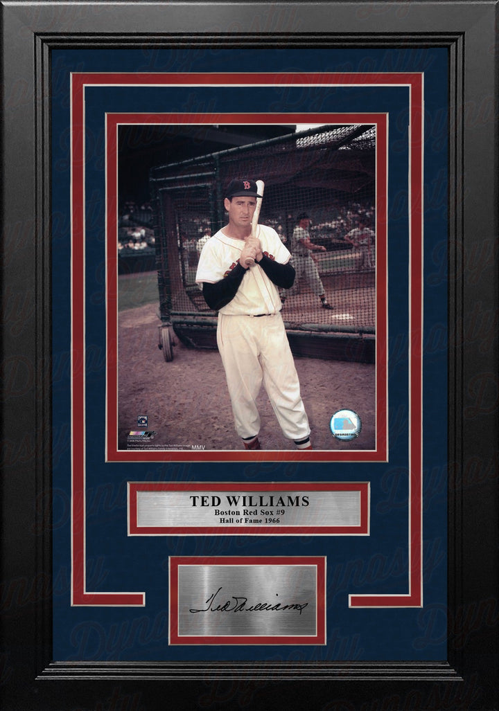 Ted Williams Batting Cage Boston Red Sox 8" x 10" Framed Baseball Photo with Engraved Autograph