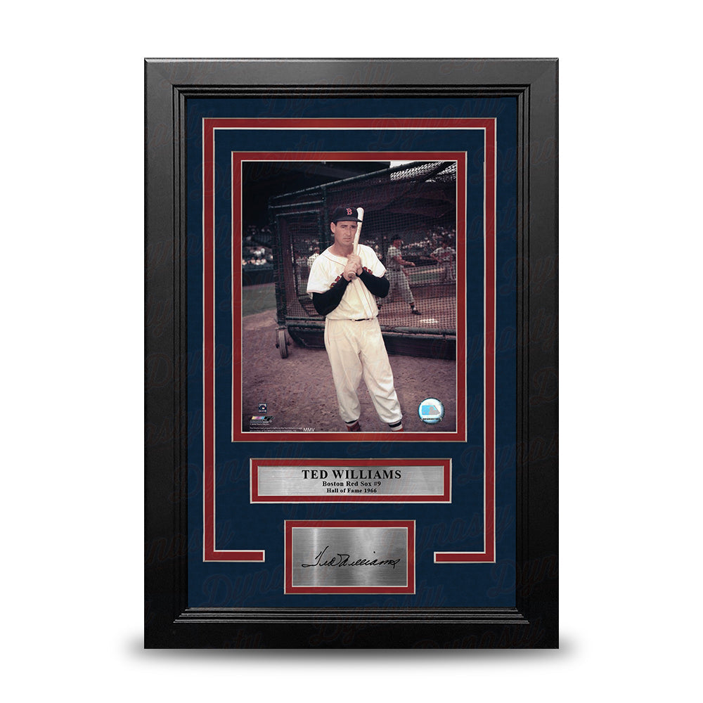 Ted Williams Batting Cage Boston Red Sox 8" x 10" Framed Baseball Photo with Engraved Autograph