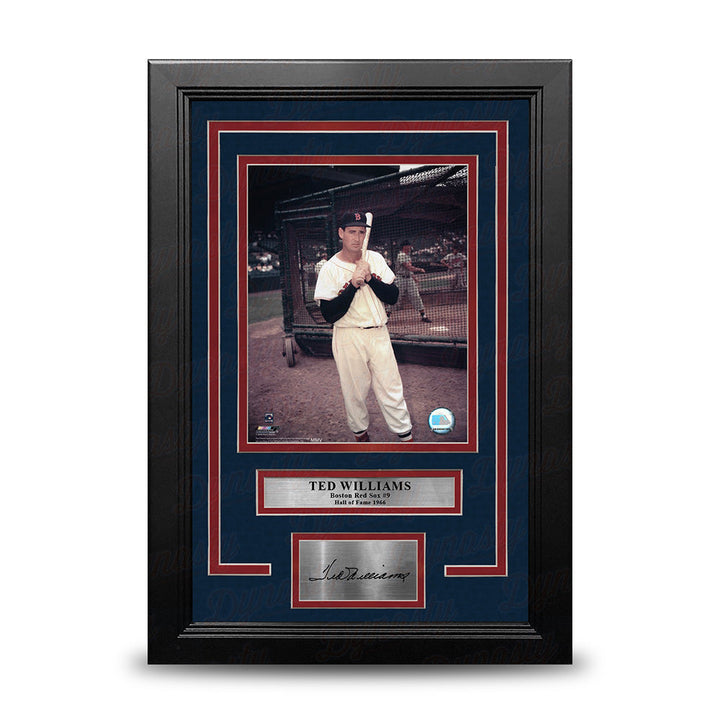 Ted Williams Batting Cage Boston Red Sox 8" x 10" Framed Baseball Photo with Engraved Autograph