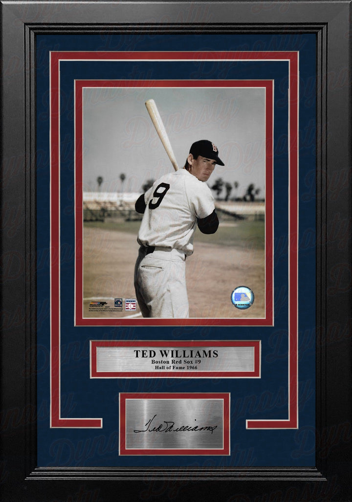 Ted Williams Color Pose Boston Red Sox 8" x 10" Framed Baseball Photo with Engraved Autograph