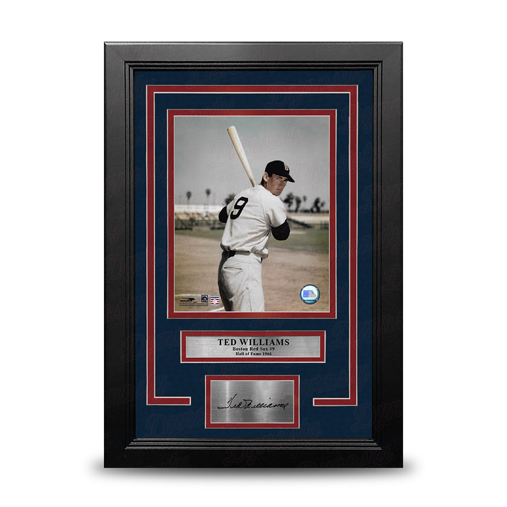 Ted Williams Color Pose Boston Red Sox 8" x 10" Framed Baseball Photo with Engraved Autograph