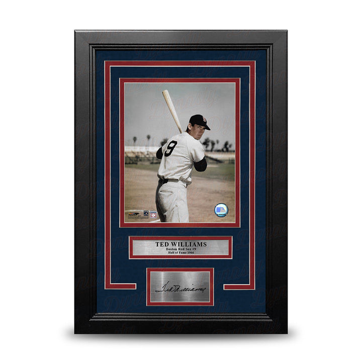 Ted Williams Color Pose Boston Red Sox 8" x 10" Framed Baseball Photo with Engraved Autograph