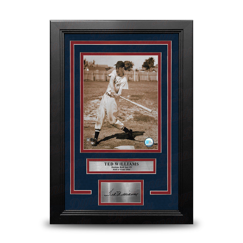 Ted Williams Sepia Swing Boston Red Sox 8" x 10" Framed Baseball Photo with Engraved Autograph