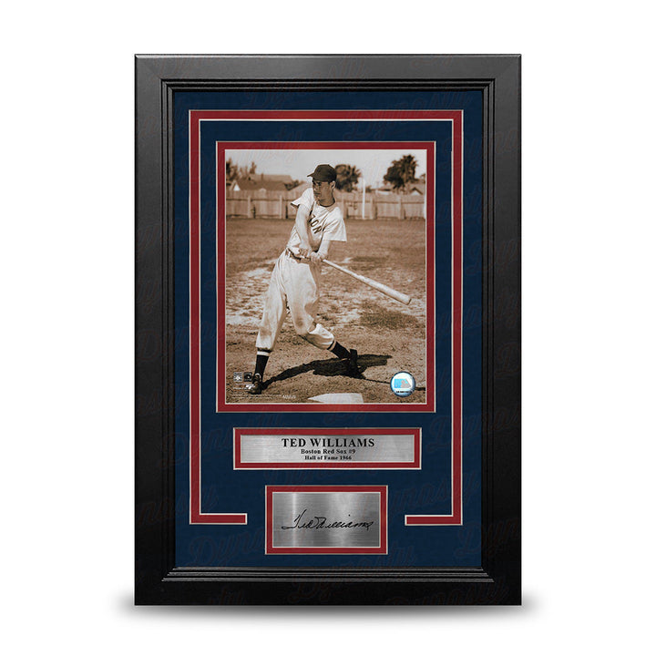 Ted Williams Sepia Swing Boston Red Sox 8" x 10" Framed Baseball Photo with Engraved Autograph