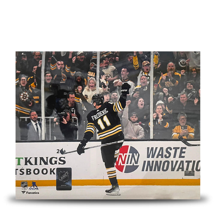 Trent Frederic Goal Celebration Boston Bruins 16" x 20" Hockey Photo