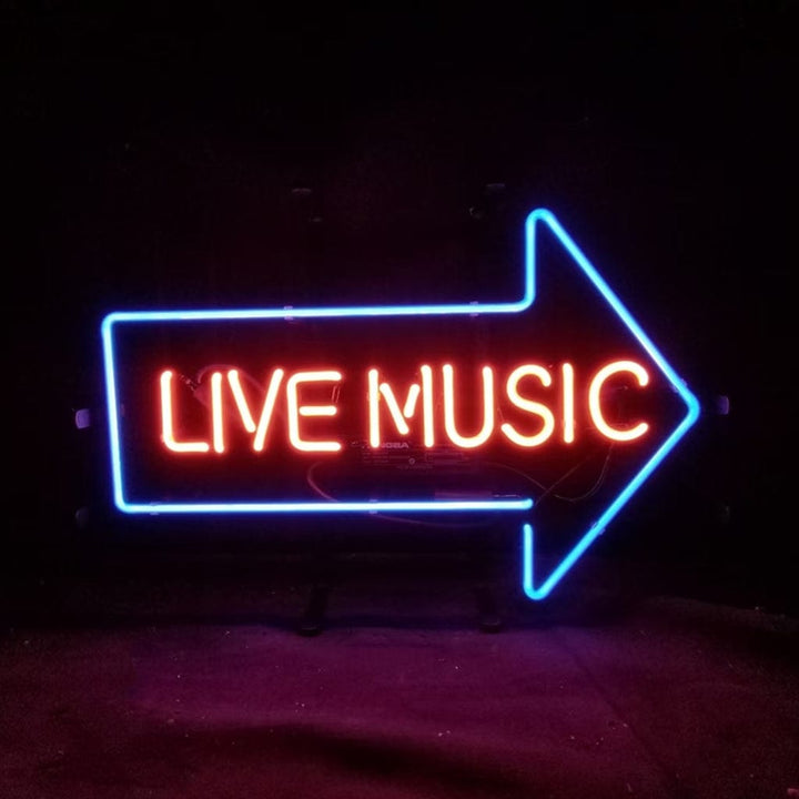 Neon Signs Land Neon Signs Live Music with Right Arrow Neon Signs