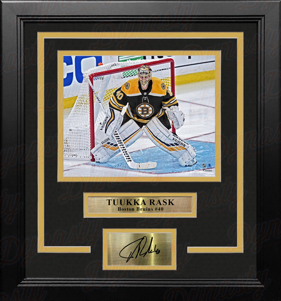 Tuukka Rask in Action Boston Bruins 8" x 10" Framed Hockey Photo with Engraved Autograph