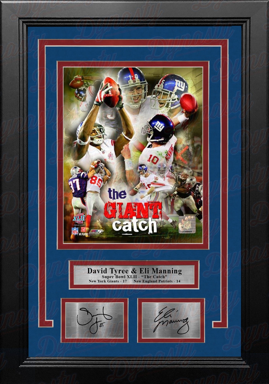 David Tyree & Eli Manning Super Bowl NY Giants 8x10 Framed Collage Photo with Engraved Autographs