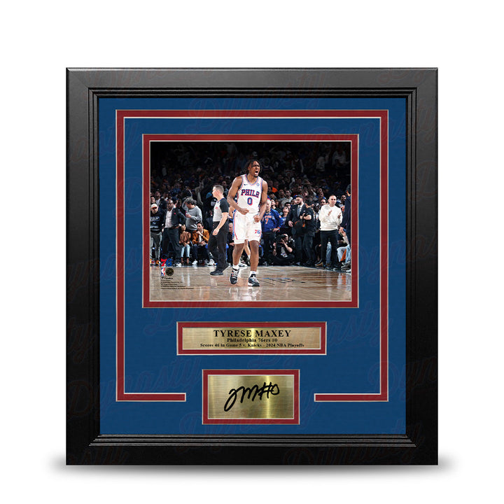 Tyrese Maxey Playoff Celebration Philadelphia 76ers 8" x 10" Framed Photo with Engraved Autograph