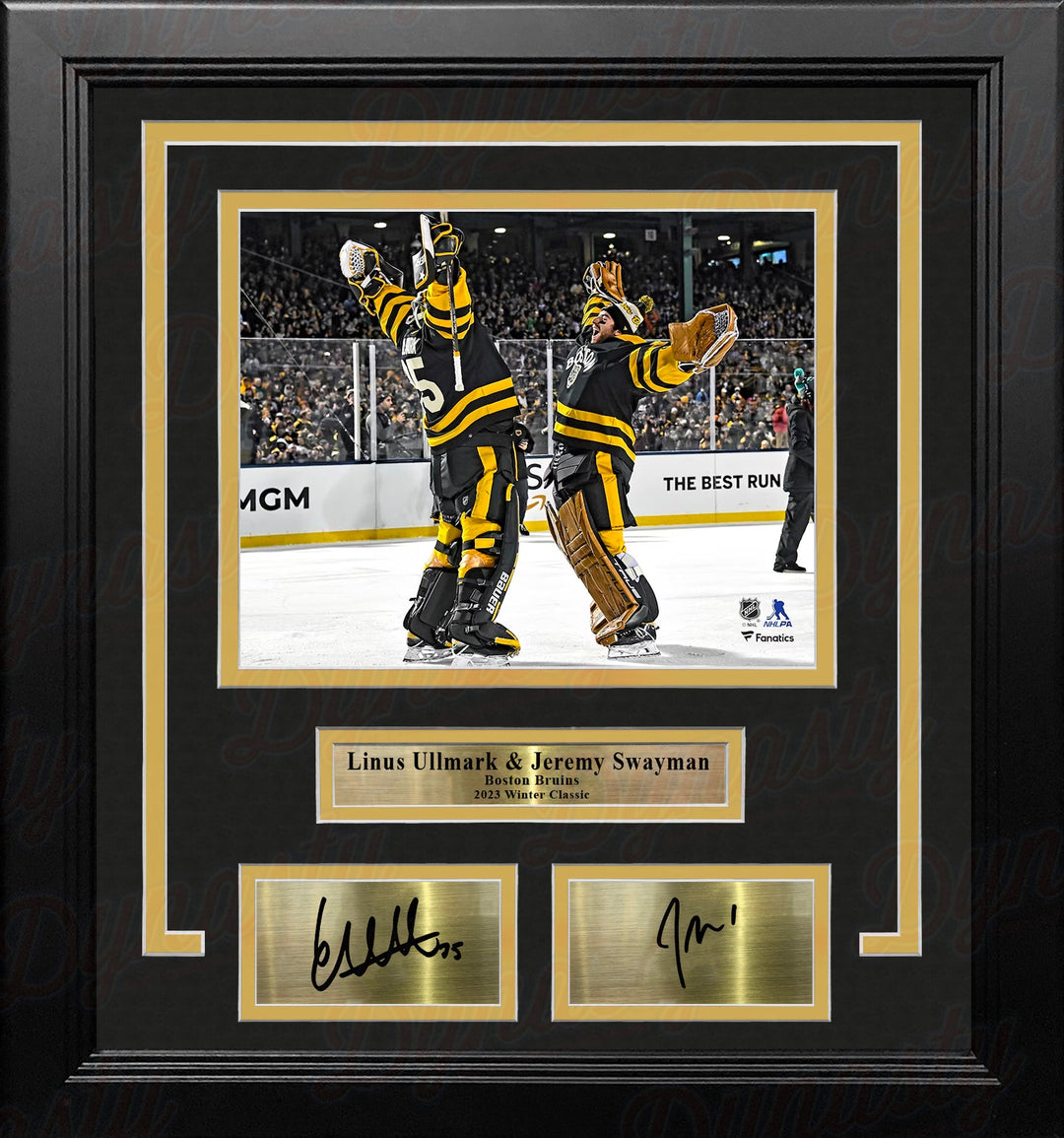 Linus Ullmark & Jeremy Swayman Winter Classic Boston Bruins 8x10 Framed Photo & Engraved Autographs