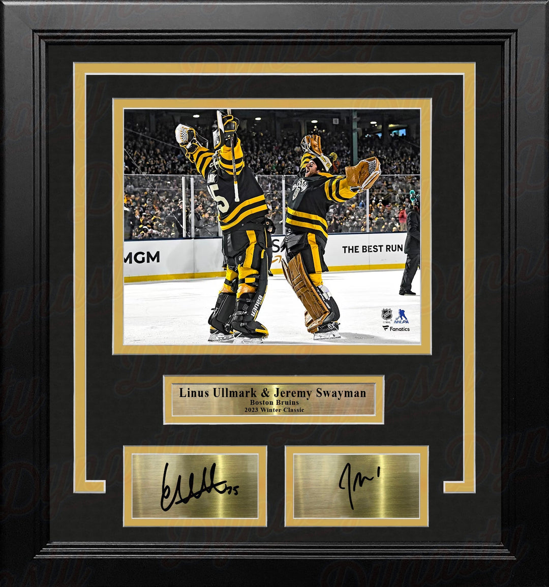 Linus Ullmark & Jeremy Swayman Winter Classic Boston Bruins 11x14 Framed Photo & Engraved Autographs