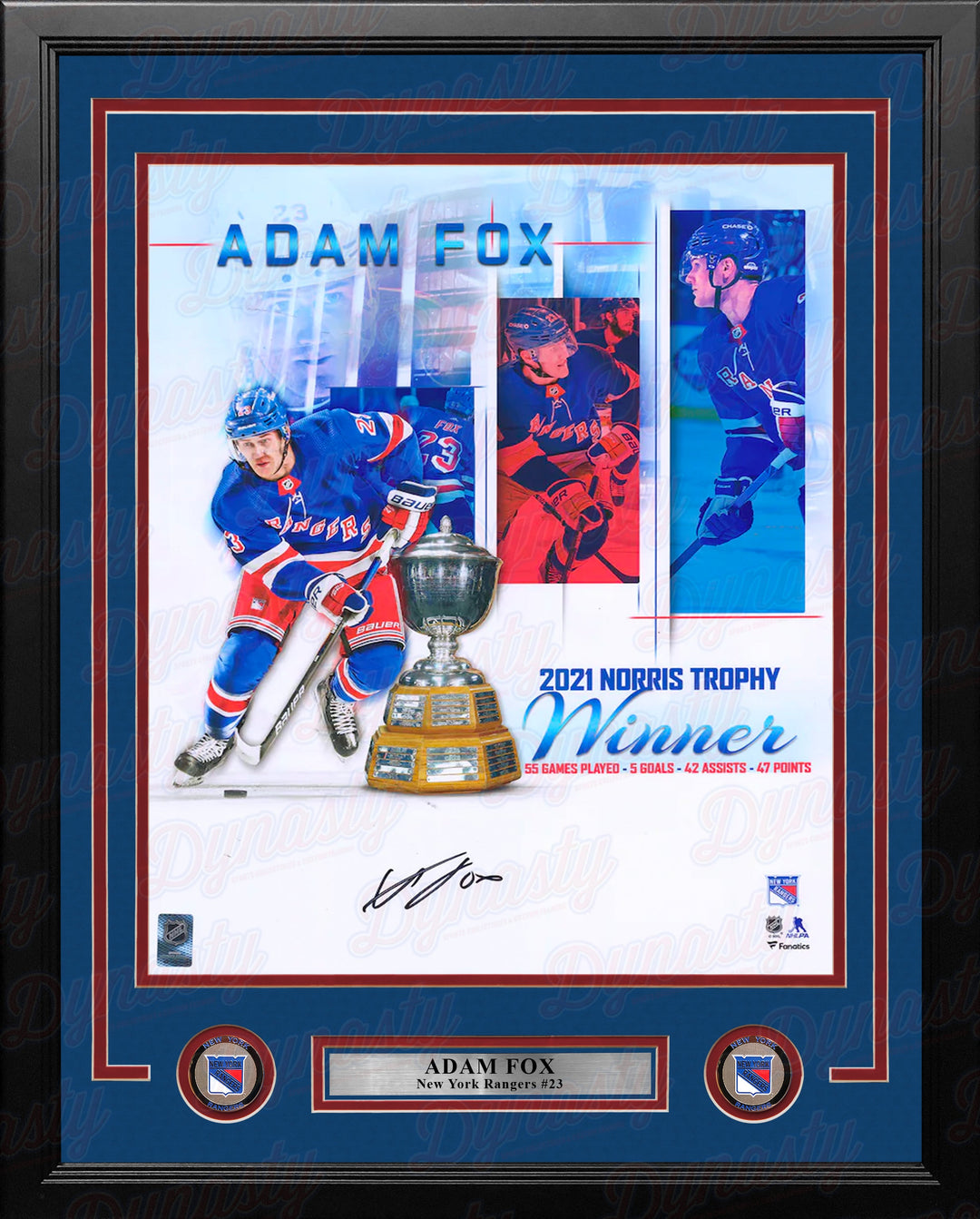 Adam Fox Norris Trophy New York Rangers Autographed 16" x 20" Framed Hockey Collage Photo