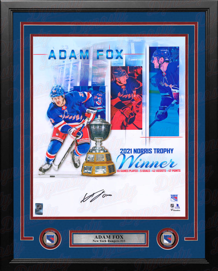 Adam Fox Norris Trophy New York Rangers Autographed 16" x 20" Framed Hockey Collage Photo