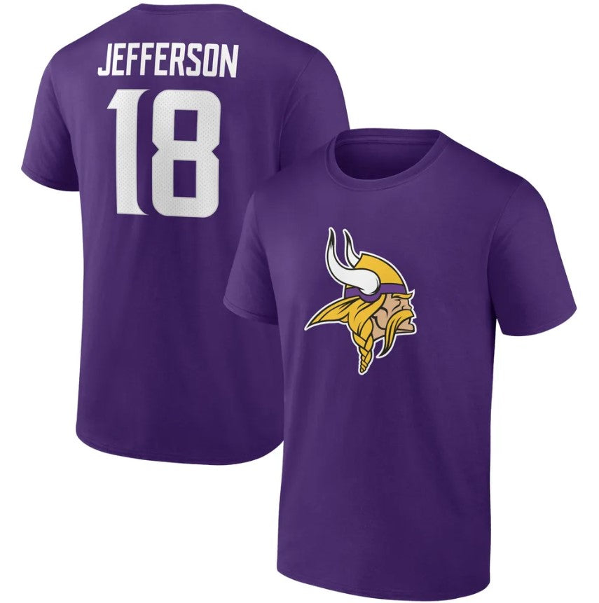 Justin Jefferson Minnesota Vikings Icon Name & Number T-Shirt - Purple