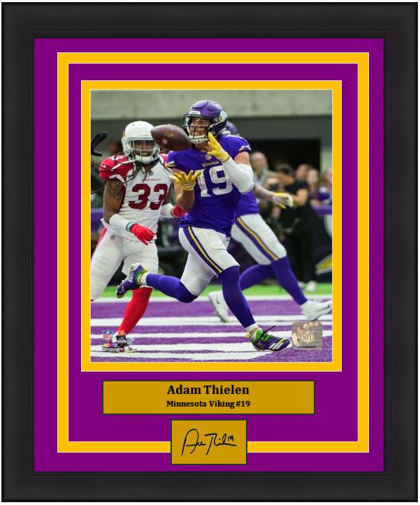 Adam Thielen Touchdown Catch Minnesota Vikings 8x10 Framed Football Photo with Engraved Autograph