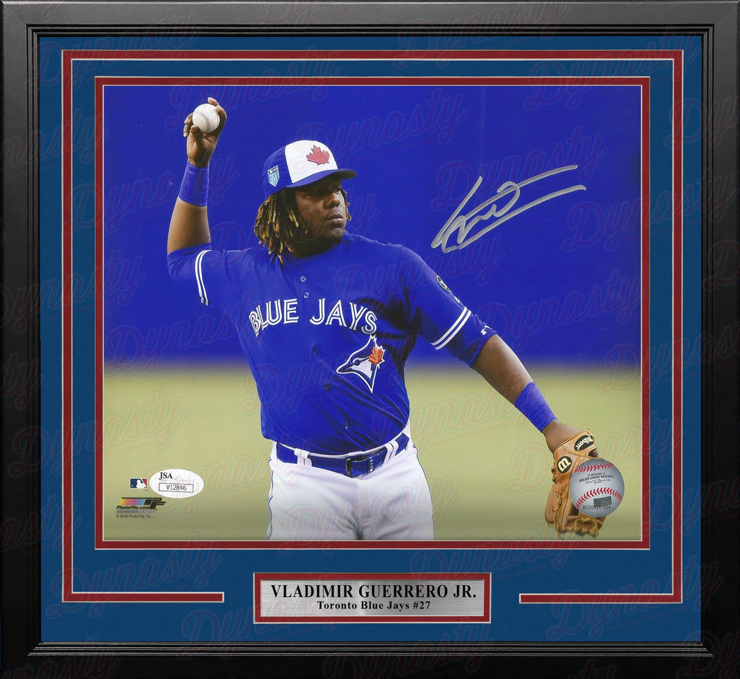 Vladimir Guerrero, Jr. Fielding Toronto Blue Jays Autographed Framed MLB Baseball Photo